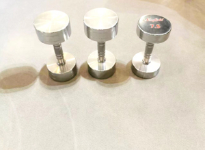 Round Chromed Steel Dumbbell with Debossed Logo