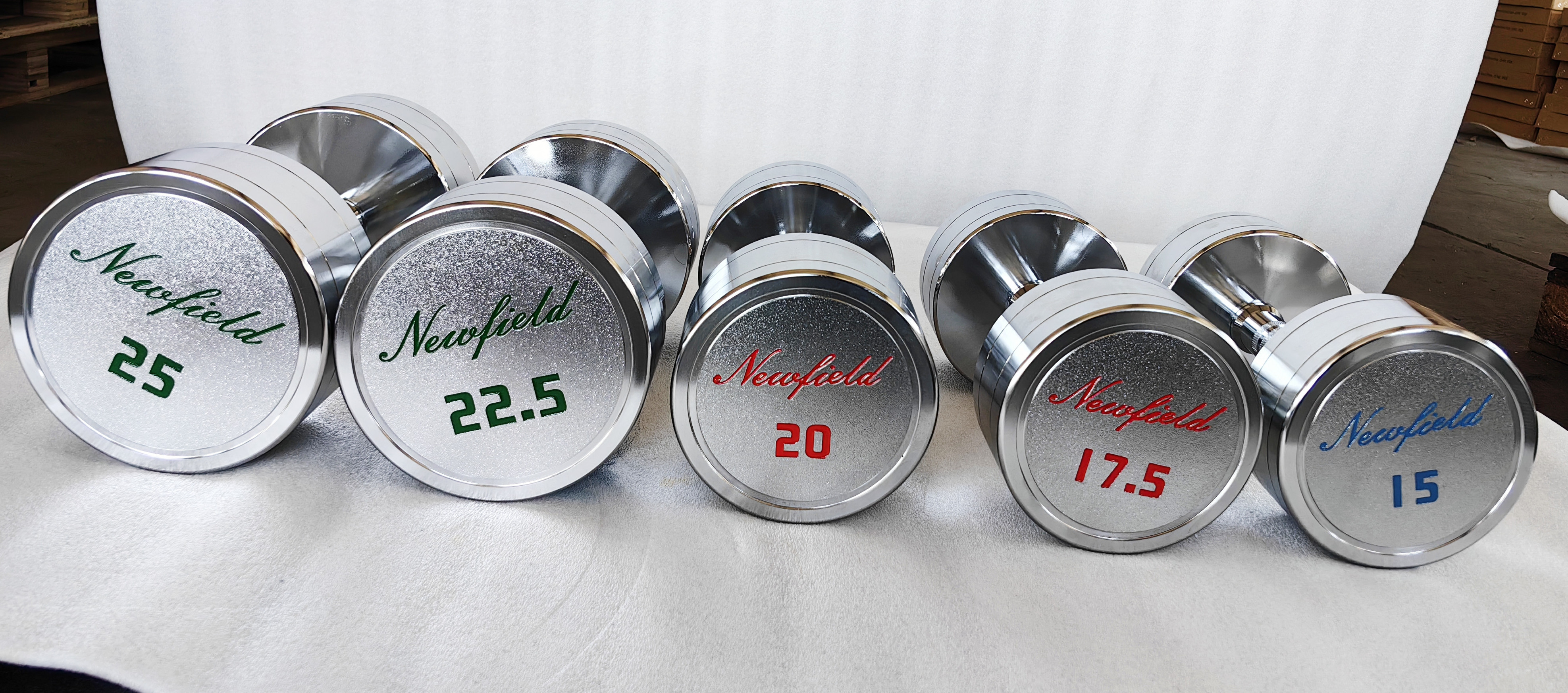 Round Chrome Dumbbell with Laser Engrave Logo