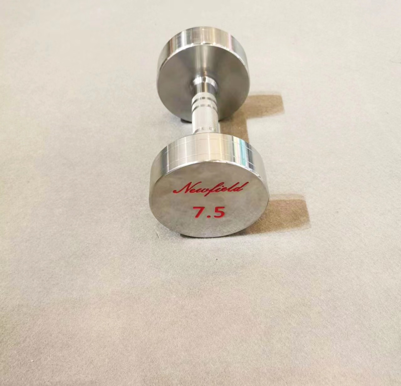 Round Chromed Steel Dumbbell with Debossed Logo